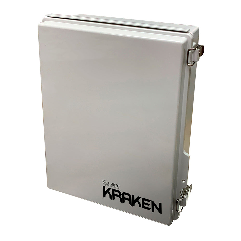 Lumitec Kraken marine LED light with durable white housing and secure latches