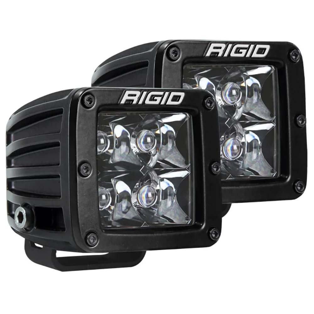 Rigid LED off-road lights for vehicle illumination, durable black housing with clear lens
