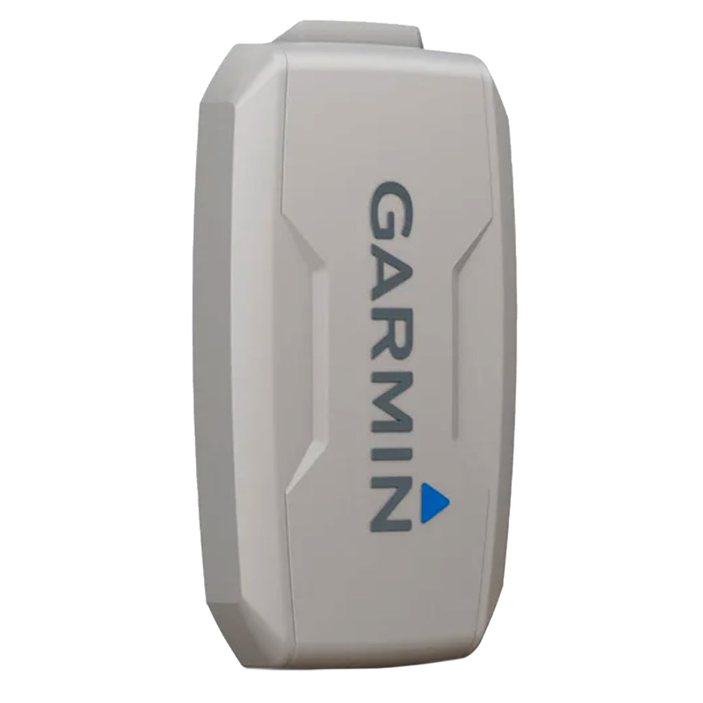 Garmin marine GPS device with rugged white casing and blue logo, ideal for boating navigation