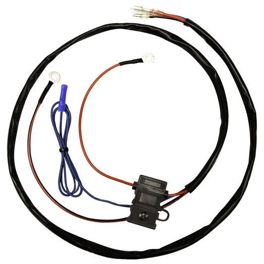 Car audio wiring harness with fuse holder, connectors, and insulated cables for JL Audio or Alpine installation
