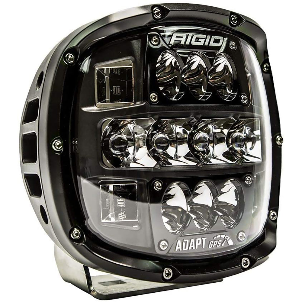 Rigid Adapt GPS LED light bar for off-road vehicle lighting, featuring multiple lens arrays and durable black housing.