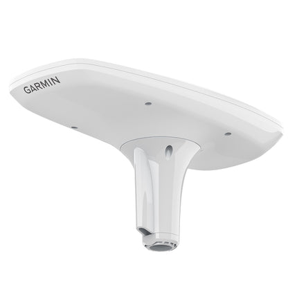 White Garmin marine radar dome for boat navigation and weather detection