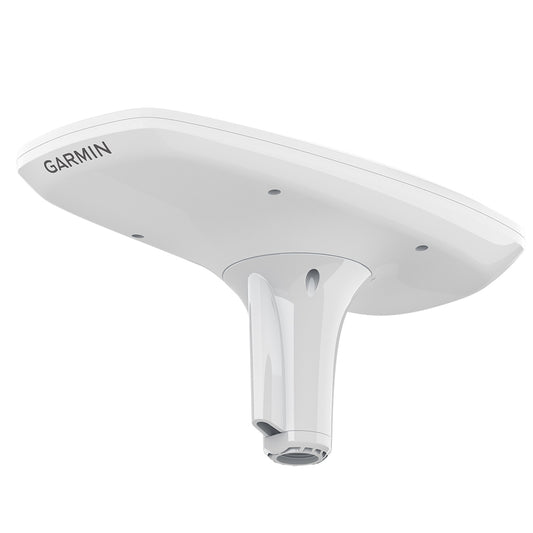White Garmin marine radar dome for boat navigation and weather detection