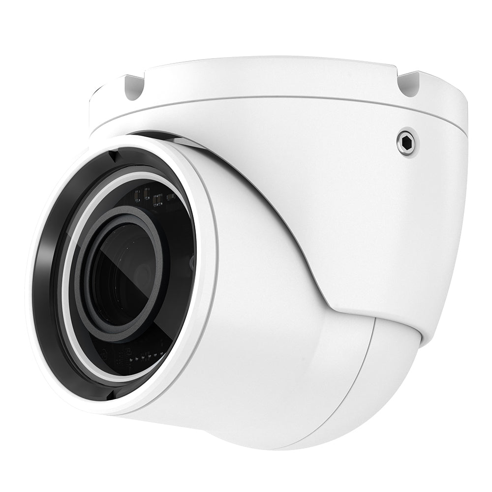 White dome security camera with wide lens for home or business surveillance