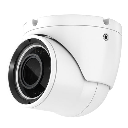 White dome security camera with wide lens for home or business surveillance