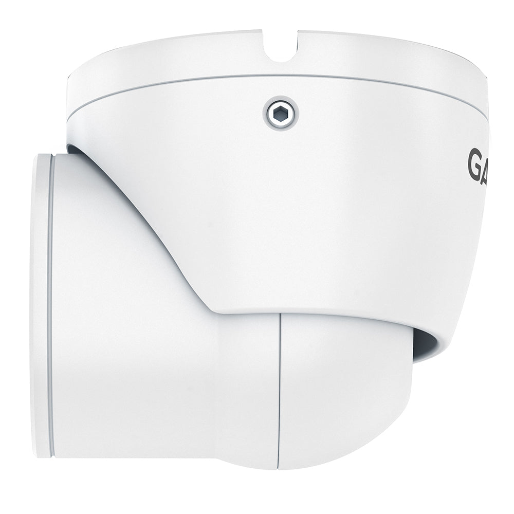 White dome security camera with mounting bracket, sleek modern design for home or business surveillance