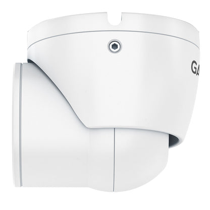 White dome security camera with mounting bracket, sleek modern design for home or business surveillance