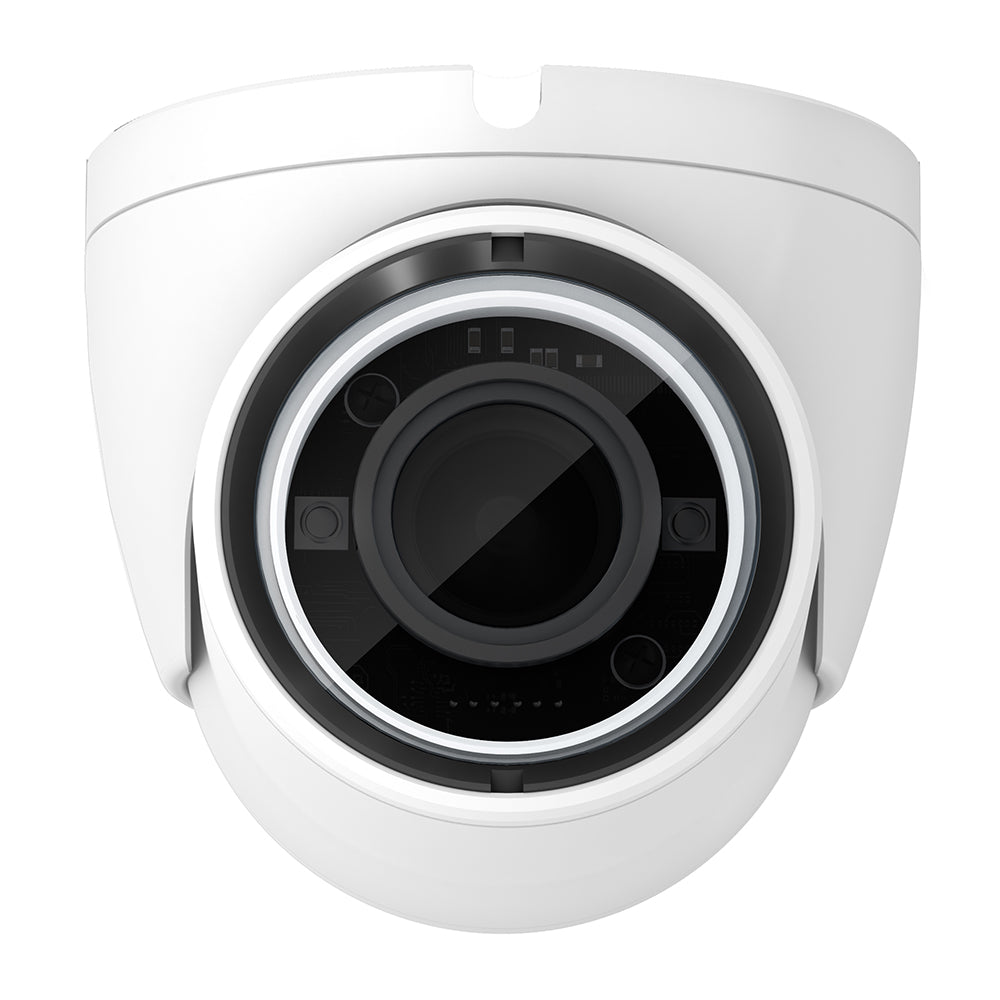White dome security camera with night vision for home or business surveillance