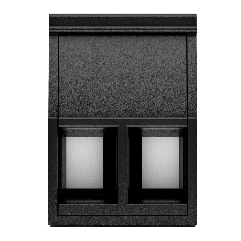 Black dual outdoor wall light with textured finish for residential or commercial use