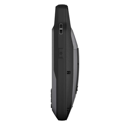 Side view of black car audio head unit with ports and buttons for Alpine or JL Audio installation