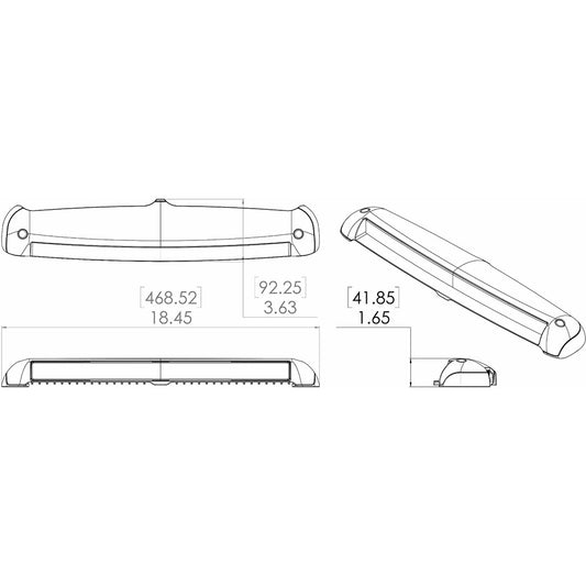 Technical drawing of a car audio component with precise dimensions for custom installation