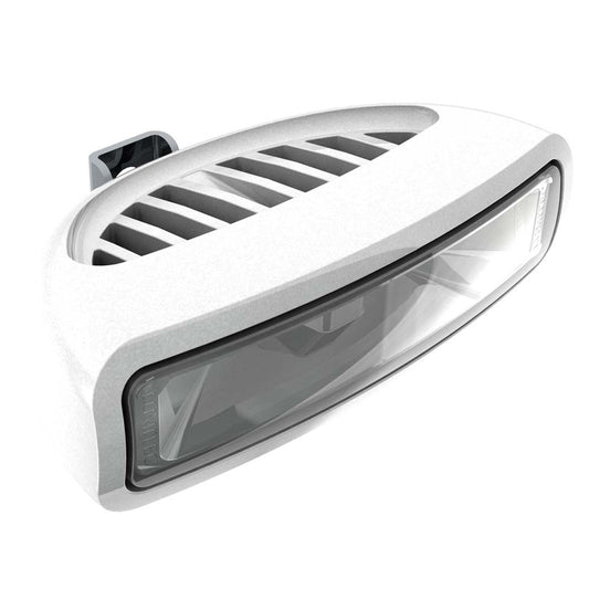 White off-road LED light bar with grille cover and clear lens for vehicle lighting upgrade
