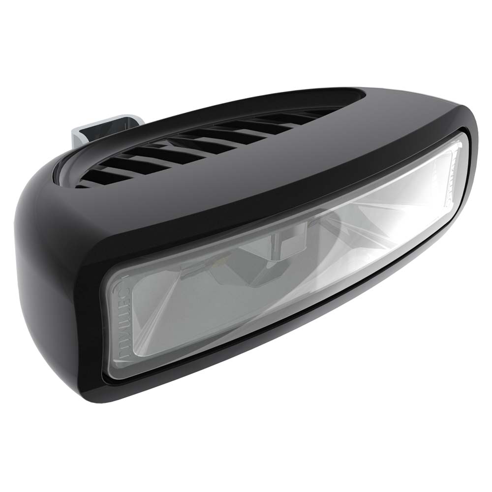 Black LED off-road light bar with clear lens and vented housing for vehicle illumination