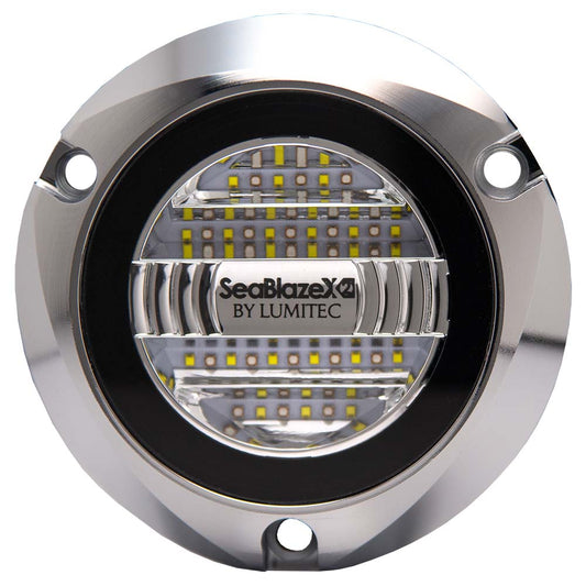 SeaBlaze X2 by Lumitec marine LED light with chrome bezel and bright yellow LEDs