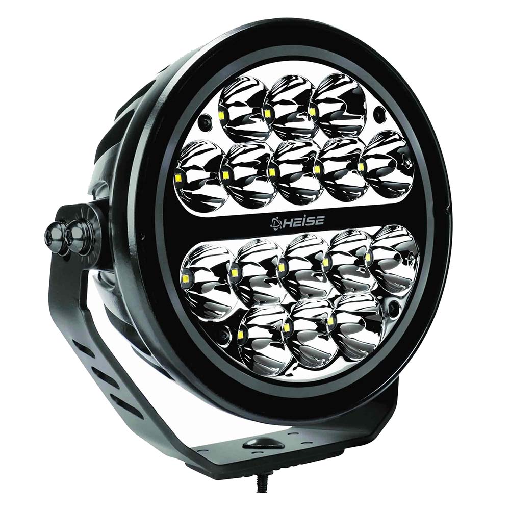 HEISE LED off-road light with rugged black housing and multiple bright diodes for vehicle illumination