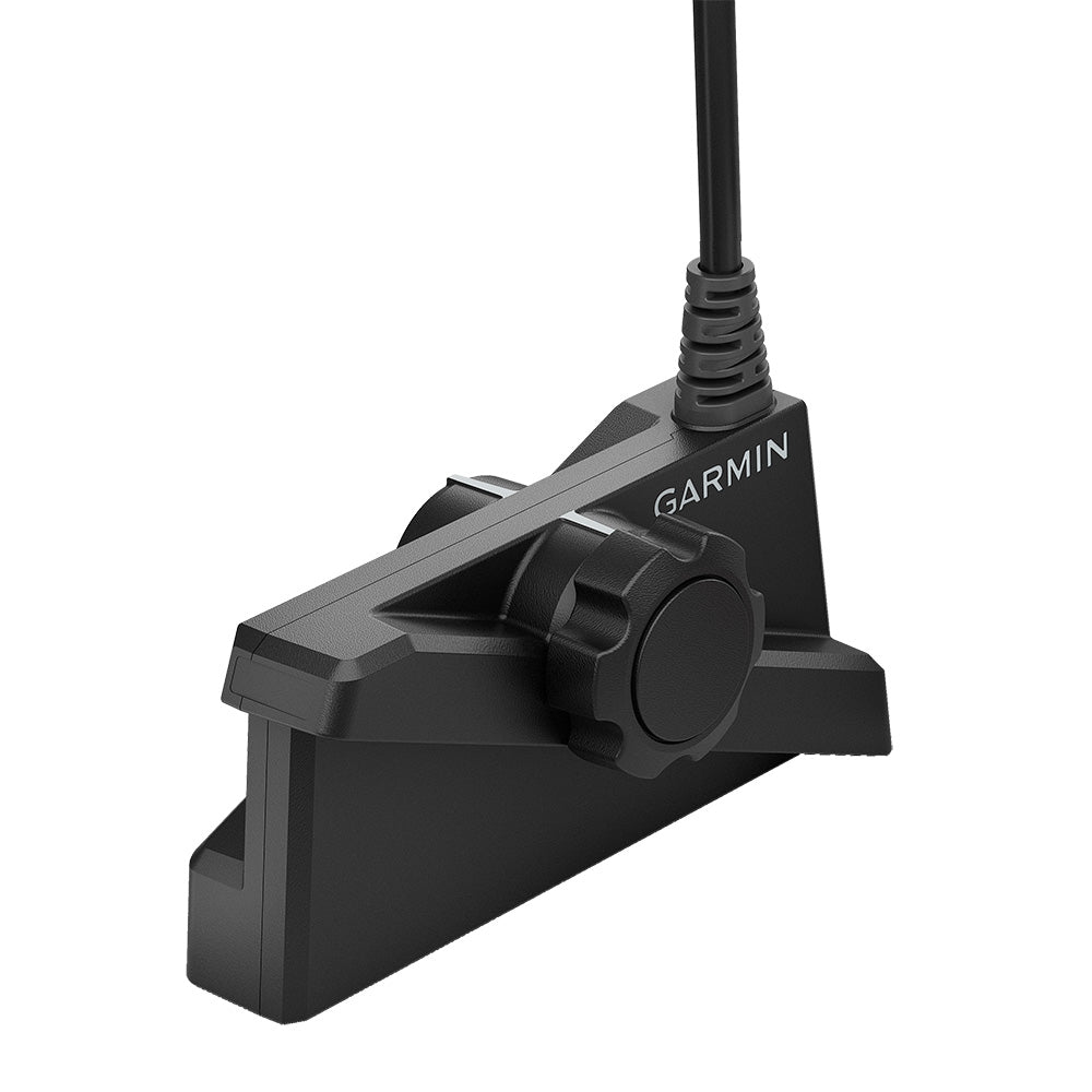 Garmin marine transducer mount with adjustable clamp and cable connection
