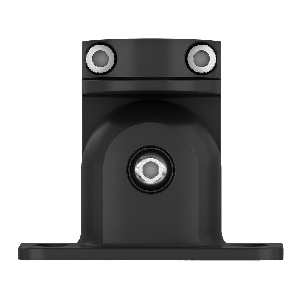 Black automotive mounting bracket with silver hardware for JL Audio or Alpine installations