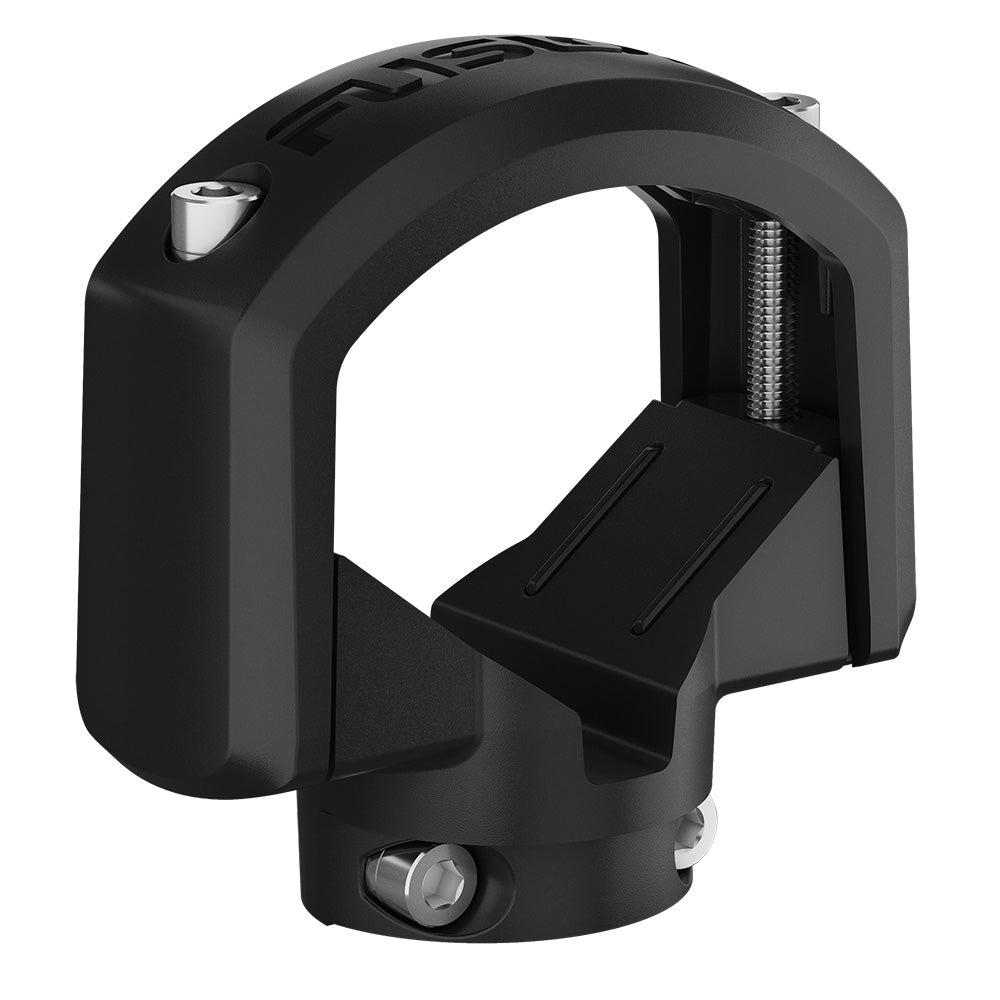 Black F130 handlebar mount clamp with silver hardware for motorcycle or ATV accessories