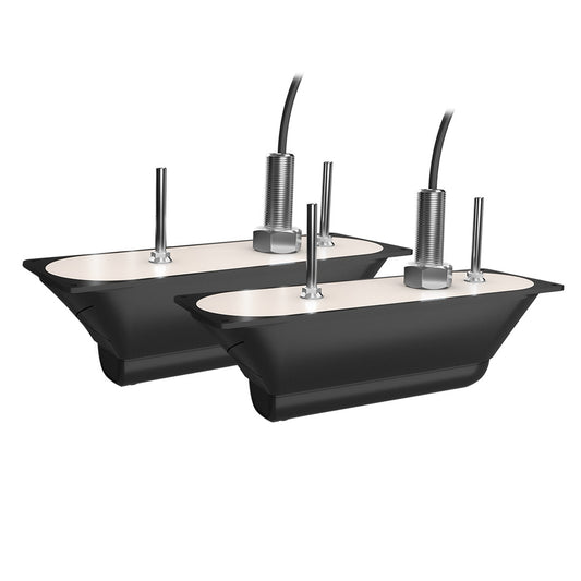Black marine subwoofer enclosures with chrome posts and wiring, ideal for auto audio installations