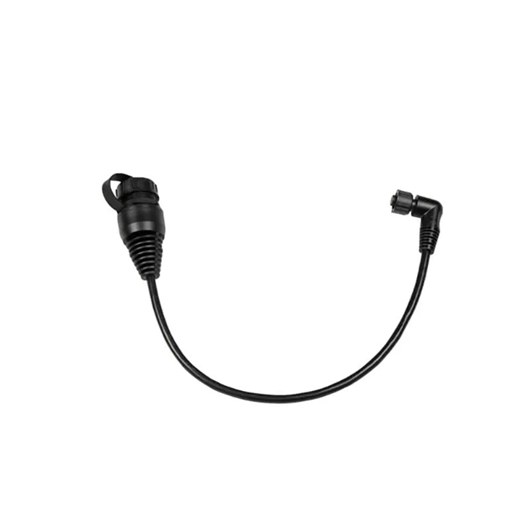 Black audio adapter cable with angled connector for car stereo installation