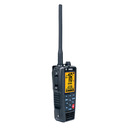 Uniden marine VHF radio with distress alert, GPS, and waterproof design for boating safety