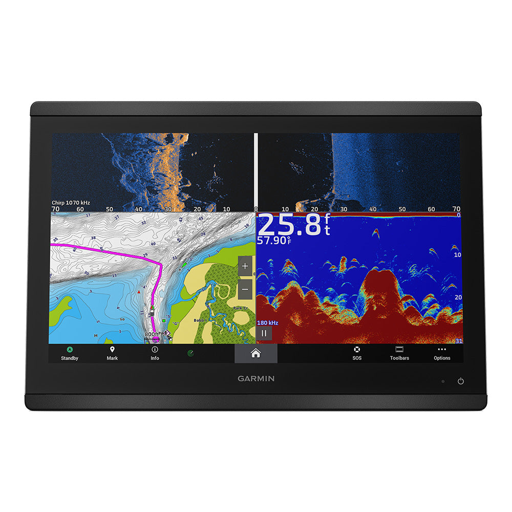 Garmin marine GPS chartplotter with fish finder and depth sounder display