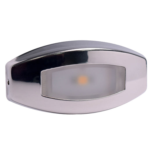 Chrome LED accent light with warm glow, ideal for auto or residential lighting installations