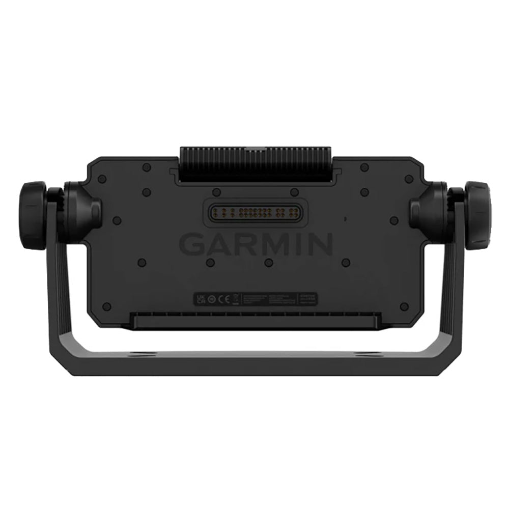 Garmin marine display back view with mounting brackets and ports for boat electronics installation