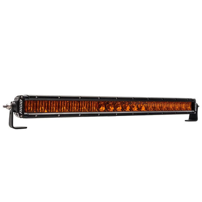 Rigid amber LED light bar for off-road truck or SUV, durable black housing with mounting brackets