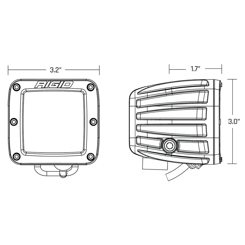 Rigid Industries LED light bar technical diagram with dimensions for auto installation