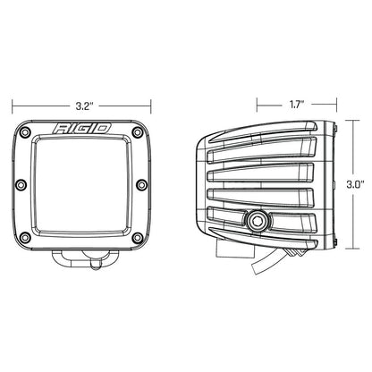 Rigid Industries LED light bar technical diagram with dimensions for auto installation